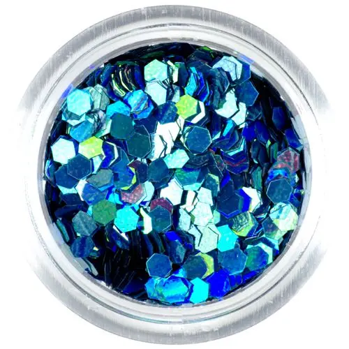 Okraski s hologramskim sjajem - turkizni šestkotniki, 2 mm