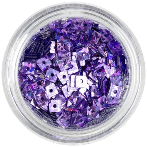 Hologramski kvadratki - svetlo vijolični okraski za nohte z luknjico