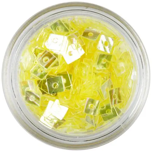 Prosojni kvadratki - rumeni okraski za nohte z luknjico