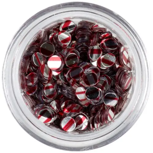 Konfeti - srebrni, rdeče črte