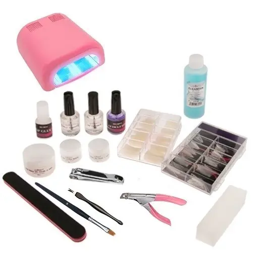 2-fazni sistem - komplet veliki za geliranje nohtov Profi 1 z rožnato UV-lučko (4 žarnice)