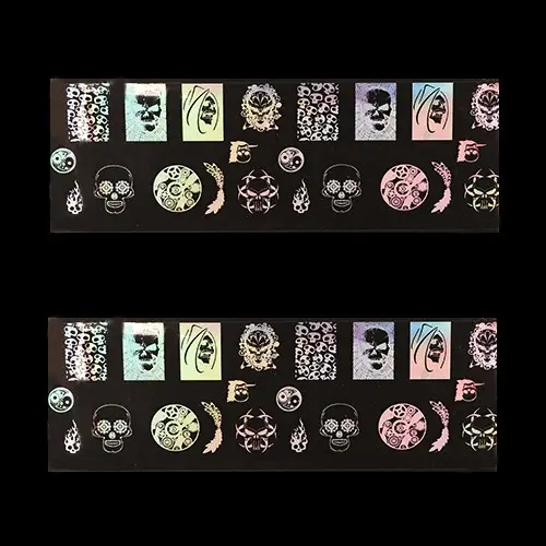 Okrasna folija za nohte - holografska z motivom lobanje