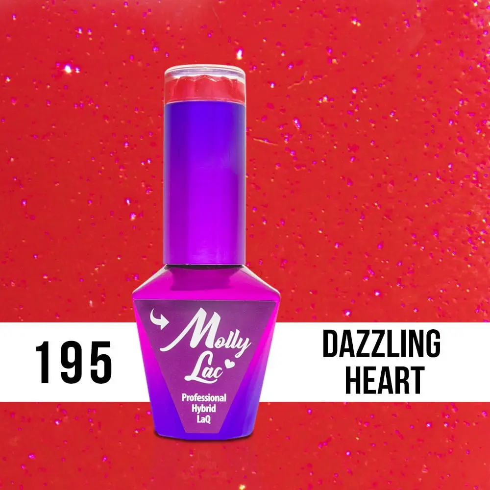 MOLLY LAC UV/LED gel lak Hearts and Kisses - Dazzling Heart 195, 10ml