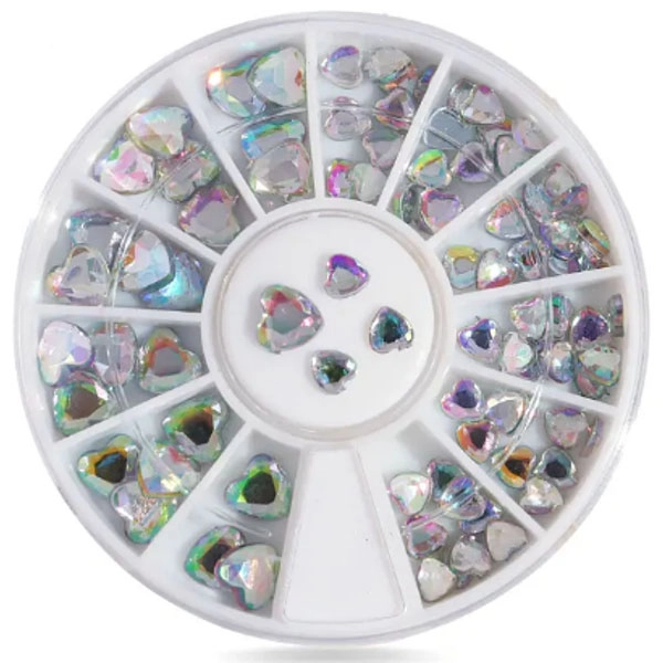 Okraski za nohte – malo srce srebrne – različne velikosti