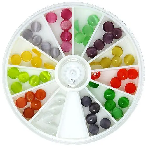 Okraski za nohte v škatli - okrogli okrasni kamenčki, 8 mm