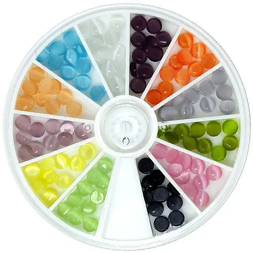 Okraski za nohte v škatli - okrogli okrasni kamenčki, 5 mm