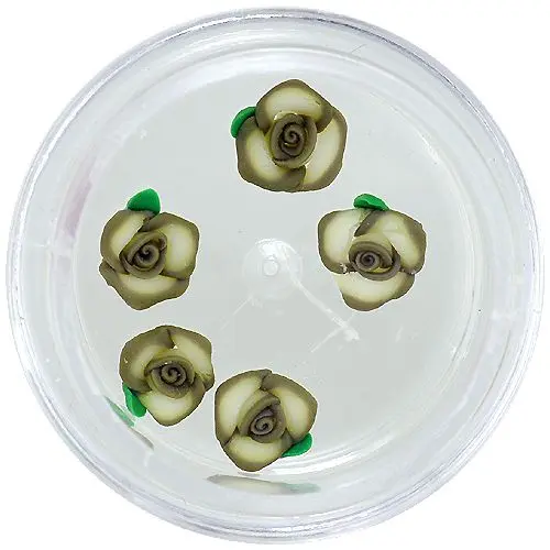 Okraski za nohte - akrilne cvetlice, temno zelene in bele