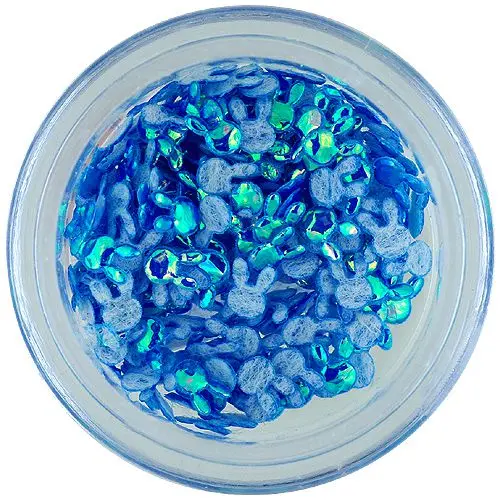 Dekoracija za nohte - modri zajčki iz blaga