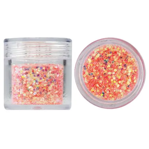 Šestkotniki v prahu iz bleščic, 1 mm - oranžna, 10 g