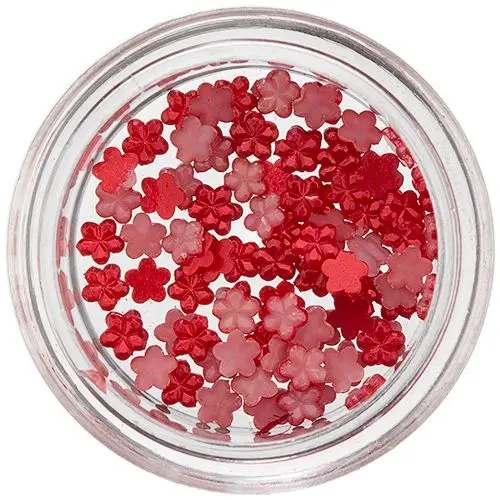 Majhne cvetlice za okraševanje nohtov - rdeče z bisernatim sijajem